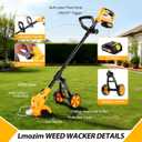 Electric Weed Wacker Cordless, 4000mAh Weed Eater with 3 Types Blades & Removable Auxiliary Wheels,Electric String Trimmer Brush Cutter & Grass Trimmer & Lawn Edger 2 Battery and Charger
