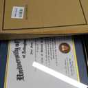 GraduationMall 11x17 Black Wood Diploma Frame with Tassel Holder for 8.5x11 Certificate Document,Real Glass,Navy Blue over Gold Mat