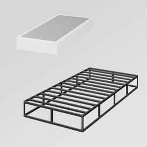 9 Inch Twin Box Spring, High Profile Metal Mattress Foundation, Easy Clean Cover, Heavy Duty, Noise Free, Easy Assembly (Twin)
