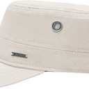 CACUSS Men's Cotton Army Cap Cadet Hat Trucker Dad Hat Military Flat Top Adjustable Vintage Baseball Cap (Beige)