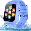 OVV Kids Waterproof Smart Watch Boys Girls Age 3-12 Learning Systems Toys with 26 Game 1.44'' HD Touch Screen Music Player Camera Video Recorder 12/24 Hr Clock Pedometer Alarm Torch Calculator (blue)