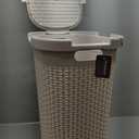 Mind Reader Slim Laundry Hamper with Lid, 60L Tall Clothes Basket, Narrow Tapered Design for Bathrooms, Closets and Laundry Rooms, Plastic, Ivory