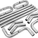 YOLANDO 2.5'' Inch T304 Stainless Steel Custom Exhaust Pipe Kit 16 Gauge Tubing Mandrel Bend Pipe Straight & U-Bend Universal 2 Packages
