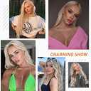 FAVE Long Blonde Wig Wavy Synthetic Wig Platinum Blonde Wig Middle Part Natural Blonde Wig Wigs for White Women(28 Inches)