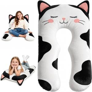 Cat U Shaped Body Pillow for Kids, Plush Animal Pillow