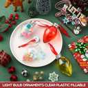 Baquler 30 Pcs Christmas Fillable Light Bulb Hanging Ornament Plastic Fillable Christmas Tree Ornaments Clear with Screw Off Cap and Rope Xmas Sticker for Holiday Party Decor Indoor Outdoor