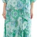 Maison Tara Women's V-Neck Ruffle Faux Wrap Maxi Dress (Green, M)
