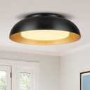 15in LED Flush Mount Ceiling Light, 28W Dimmable Ceiling Light Fixtures with Frosted Glass, Black and Gold Finish Modern Ceiling Light for Bedroom Kitchen Living Room, 3CCT, OS-DY2001-BK, 16-Inch Large