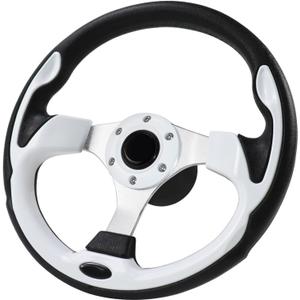 12.5inch Boat Steering Wheel, 3/4 Inch Axle Marine Steering Wheel Adapter, Yachts, Pontoon Boats white