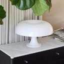 Mushroom Table Lamp W Dimmable with 4 Lighting Modes Retro Mushroom Shade Shaped Desk Lamp Mood NightLight Room Lights Table Lamp for Home Bedroom Liveroom Aesthetic Mid Century Modern (White)