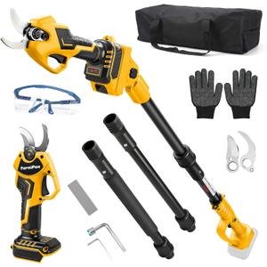 Cordless Pruning Shears with Pole for Dewalt 20V Battery, Brushless Pruner with 1.2" Cutting Diameter, Up to 13FT MAX Reach, LCD Display, for Gardening Tree Pruning (NO Battery)