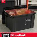 IRIS USA 20 Gallon Lockable Storage Bins with Lids, 6 Pack - Made in USA, Heavy Duty, Stackable Containers, Garage Organizing Bins Moving Tubs, Rugged Sturdy Equipment Utility Box - Black