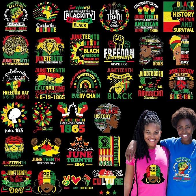 Juneteenth Iron on Decals Juneteenth Month Vinyl Heat Transfer Stickers Black History Iron on Patches Appliques for Clothes T-Shirts Pillow DIY Crafts