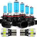 Light Bulbs Fit For Dodge Charger 2006-2009, High Performance Halogen Headlight Bulb And License Plate Lights Combo, 9005 9006 9145 High Low Beam Fog Lights, 6000K White Light, Pack of 8