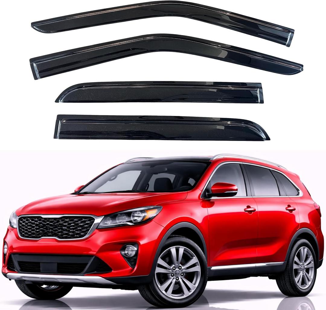 KPY Rain Guards Fit for 2016-2020 Kia Sorento, Out-Channel Window Visors Vent Wind Deflectors 4PC, Car Accessories for 16-20 Sorento