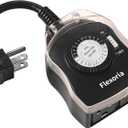 Outdoor Timer Outlet Waterproof, 24 Hour Mechanical Plug in Light Timer, 2 Grounded Outlets for Christmas Lights, 15A 1/2 HP, ETL Listed (1 Pack)