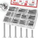 Twidec/130PCS M4 Cabinet Pulls Knobs Screws Assortment Kit,25/30/35/40/45/50mm Metal Phillips Machine Screw Pan Washer Head for Cabinet Drawer Closet Handle Install