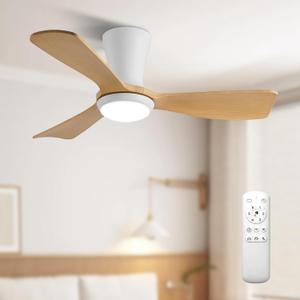 36in Ceiling Fan With Lights Remote Control whitewood Fan 6speed Quiet Reversible DC Motor LED 3CCT Dimmable Light Living Room Bedroom Dining Room Deck Patio Modem indoor Outdoor use