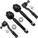 SCITOO 4pcs Front Suspension Kit Inner Tie Rod End Outer Tie Rod End Fit 2003-2007 For Toyota For Sequoia 2003-2006 For Toyota For Tundra