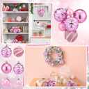 Soulchen 6 Set/36 Pcs Pink Christmas Ball Clusters 1.2" to 2.4" Bubble Gum Pink Ornaments for Christmas Tree DIY Xmas Wreath Shatterproof Glittered Ball Clusters Hanging Ornaments for Xmas Home Decor