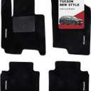 ROJ Custom 3D Fit Wool Floor Mats for Tucson 2021-2024 - Glow Logo, Black Anti-Slip Mats, Easy to Install & All-Weather Protection