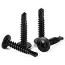 2 x Mellewell #8 x 1 Wafer Head Self Drilling Screws, Self Tapping Screws Sheet Metal Screws, Black Finish Stainless Steel, Pack of 100