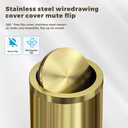 18L/4.7GAL Gold Bathroom Trash Can with Lid,Brass Garbage Can with Flipping Lid,Brushed Stainless Steel for Bedroom,Living Room,Office,Guest Room (4.7gal-Gold)