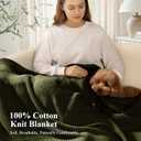 100% Cotton Cable Knit Throw Blanket, Lightweight Soft Knit Blanket for Sofa Couch Bed, Breathable All-Season Throw, Cozy Decorative Blanket, 50 x 60 Inch, Olive Green