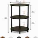 Round Pedestal End Table - 3-Tier Oval Accent Table for Small Spaces, Rustic Wood and Metal Couch Side Table, Nightstand for Bedroom or End Table Living Room, Easy to Assemble, Charcoal Wenge