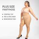 3 Pairs Plus Size Pantyhose for Women 30D - Sheer Tights Control Top, Extra Wide Waistband, Reinforced Toe