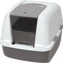 Catit Airsift Jumbo Hooded Litter Pan, Warm Gray/White - Privacy and Easy Access for Cleaning - Ideal for Larger or Multiple Cat Households