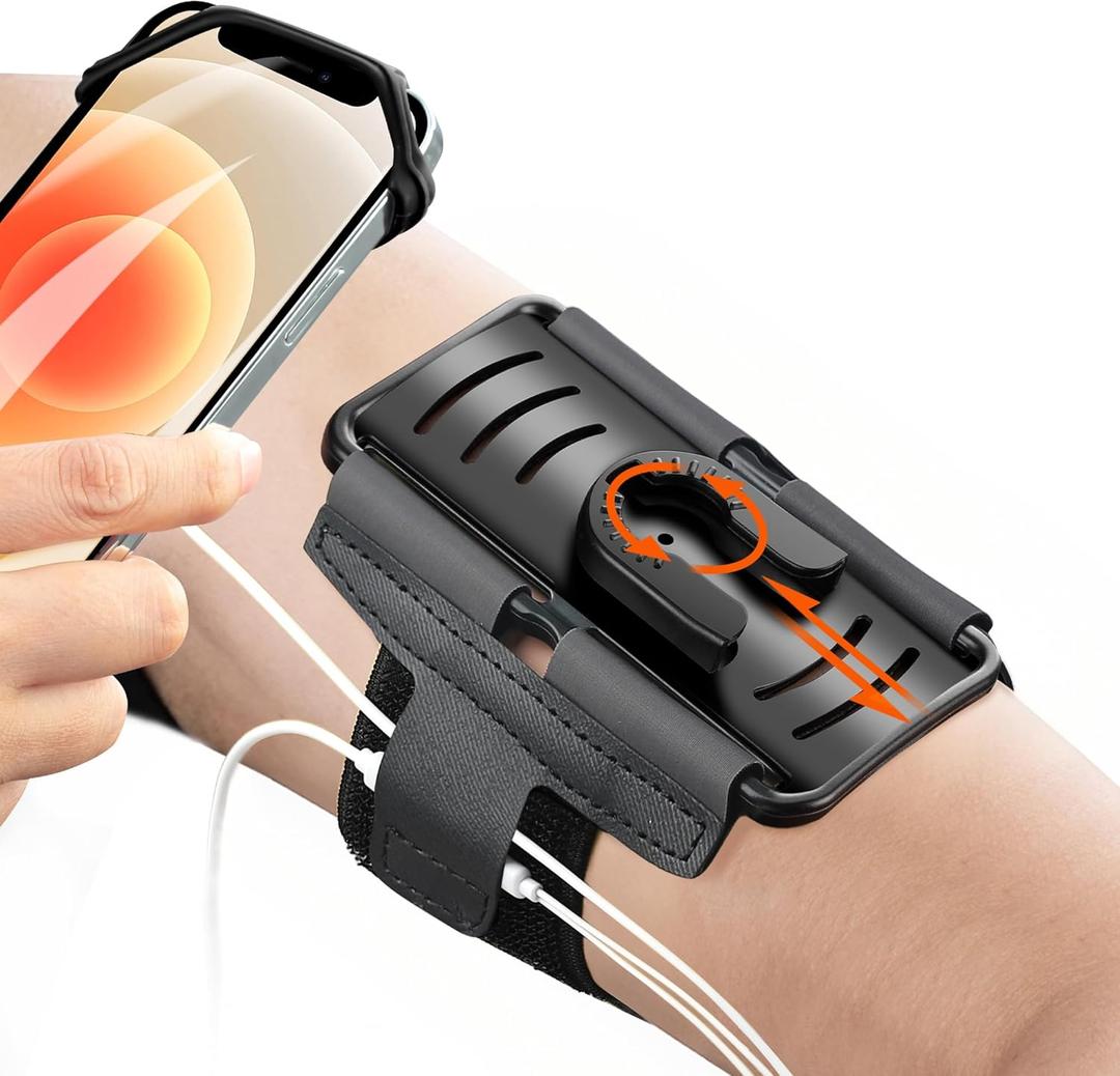 Cell Phone Running Armband - Detachable & 360 Rotatable Universal Cellphone Arm Band for iPhone 17 16 15 14 13 Pro Max Plus Samsung Galaxy Note S24 S23 for Workout Exercising Walking Jogging