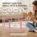 24" Pink Dog Playpen, 8-Panel Heavy Duty Metal Square Tube Puppy Pen