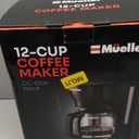 Mueller 12-Cup Drip Coffee Maker - Borosilicate Carafe, Auto-Off, Reusable Filter, Anti-Drip, Keep-Warm Function, Clear Water Level Window Coffee Machine, Kitchen Essentials & Accessories (Black)