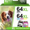 64XL Black and Color Ink Cartridge Replacement for HP Ink 64 64XL Ink Cartridges for 7858 7855 7800 7100 7120 7155 7158 7164 6255 6252 6232 Envy Inspire 7900e 7955e Tango X Printer