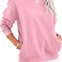 TICTICMIMI Women's Casual Long Sleeve Color Block/Solid Tops Crewneck Sweatshirts Cute Loose Fit Pullover with Pockets, Size S
