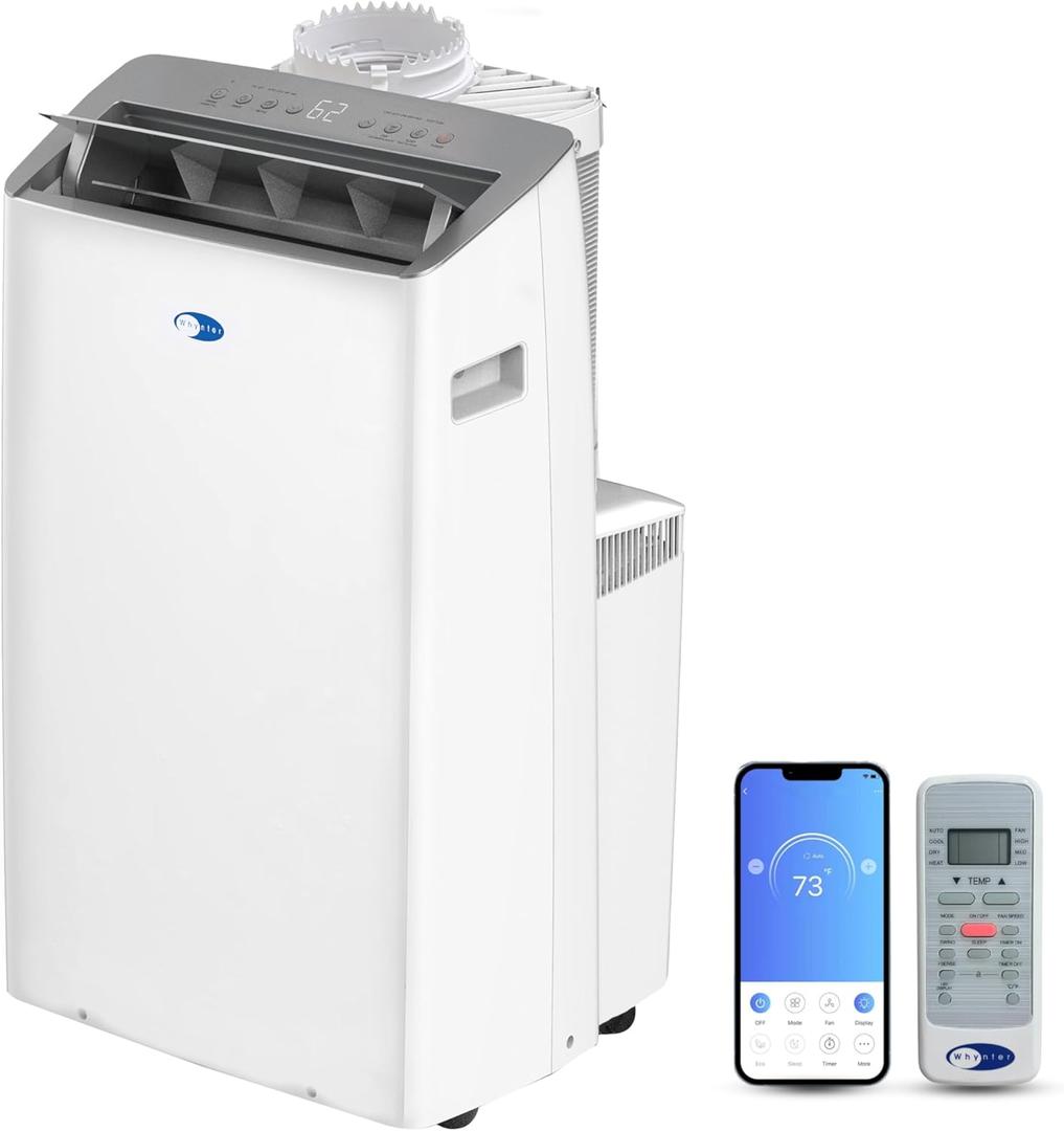 Whynter ARC-1230WNH 14,000 BTU (12,000 BTU SACC) NEX Inverter Dual Hose Cooling Portable Air Conditioner, Heater, Dehumidifier, and Fan with Smart Wi-Fi, Up to 600 sq ft in White