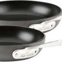 All-Clad HA1 Hard Anodized Non Stick Fry Pan Set 2 Piece, 8, 10 Inch, Induction, Oven Broiler Safe 500F, Pots and Pans Set, Kitchen Frying Pans, Skillets, Premium Cookware, Home, Dishwasher Safe Black