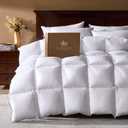 Pacific Coast Goose Feather Down Comforters Queen Size, 100% Cotton Extra Fluffy White Duvet Insert, Soft, Breathable, All Season Hotel Luxury Bedding Comforters, 8 Corner & Center Loops (90"x90")