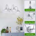 Chrome Bathroom Vanity Light Fixtures 3 Lights Vanity Lights for Bathroom with Floral Crystal Glass Shade Modern Wall Sconce Light for Mirror(Exclude E26 Bulb)
