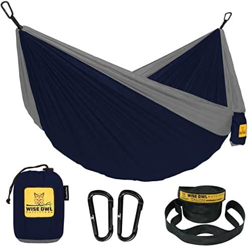 Wise Owl Outfitters Camping Hammock – 400lbs Portable Hammock with Tree Straps - Travel, Backpacking, Hiking, Outdoors Camping Gear - Single