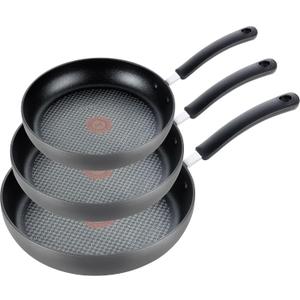 T-Fal Ultimate Hard Anodized Nonstick Fry Pan Set 3 Piece: 8, 10.25, & 12 Inch, Oven Broiler Safe 400F, Kitchen Cookware Set, Pots and Pans Set Non Stick, Frying Pans, Skillets, Dishwasher Safe, Onyx