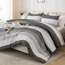 Litanika Full Comforter Set Dark Grey - 3 Pieces Lightweight Fluffy Bedding Comforter Sets, All Season Down Alternative Comforter (1 Comforter, 2 Pillowcases)