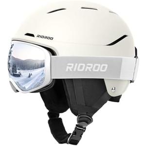 RIOROO Ski Helmet and Goggles Set, Snowboard Helmet Goggles for Men Women & Youth, Shockproof Snow Helmet Anti Fog OTG Snow Goggles for Skiing Snowboarding, Medium