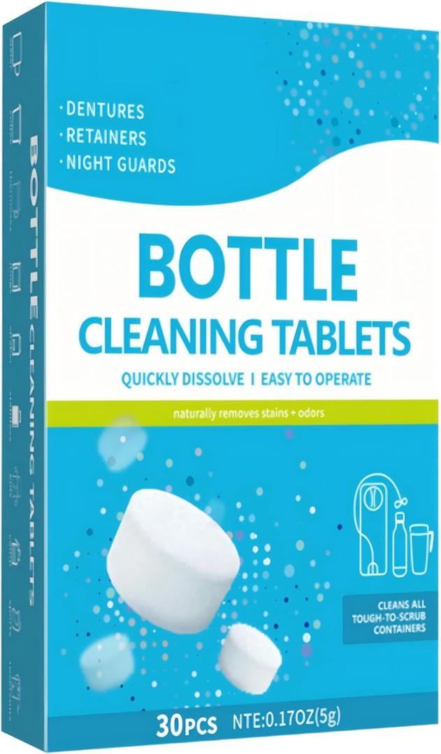 Thermos Cleaning Tablets,Bottle Cleaning Tablets,Stainless Steel Cleaner,for Hot Water Bottle,Coffee Pot,Glass,Tumbler, 30 Pcs