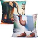 2 x Italian Brainrot Pillowcase Set - 4-Piece 100% Cotton Sateen, Hand-Painted Rot Brain Illustration, Breathable & Cool for Superior Sleep, Home Decoration Art 18" x18inch(45x45cm)