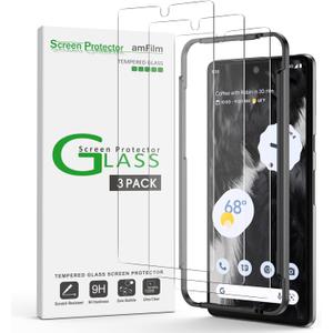 amFilm Screen Protector Compatible with Google Pixel 7 6.3" Tempered Glass, 0.26mm Thickness HD Clear, Anti-Scratch Bubbles-Free, Tempered Glass, 3 Pack