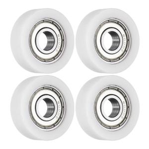 Uxcell 4Pcs Ball Bearing Guide 10 x 35 x 11mm Double Shielded POM Roller Bearings, Flat Pulley Wheel for Furniture, Hardware Accessories, White