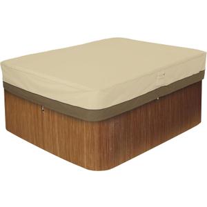 Classic Accessories Veranda Water-Resistant 82 Inch Rectangular Hot Tub Cover, Patio Furniture Covers (7' x 5'11" (Rectangular), Pebble/Bark/Earth)