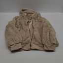 Womens Fleece Jacket Fall Winter Full Zip Sherpa Coat with Hood, Large